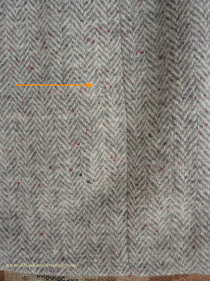 Vintage Mens 1950s Harris Tweed Sports Jacket Patch Pockets Oatmeal Grey Flecked Herringbone 37"