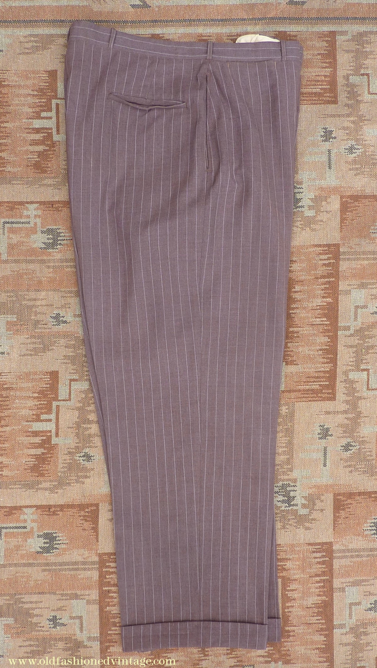 Vintage Mens 1940s American Double Breasted Suit Brown Pinstripe XL XXL 46" / 48"