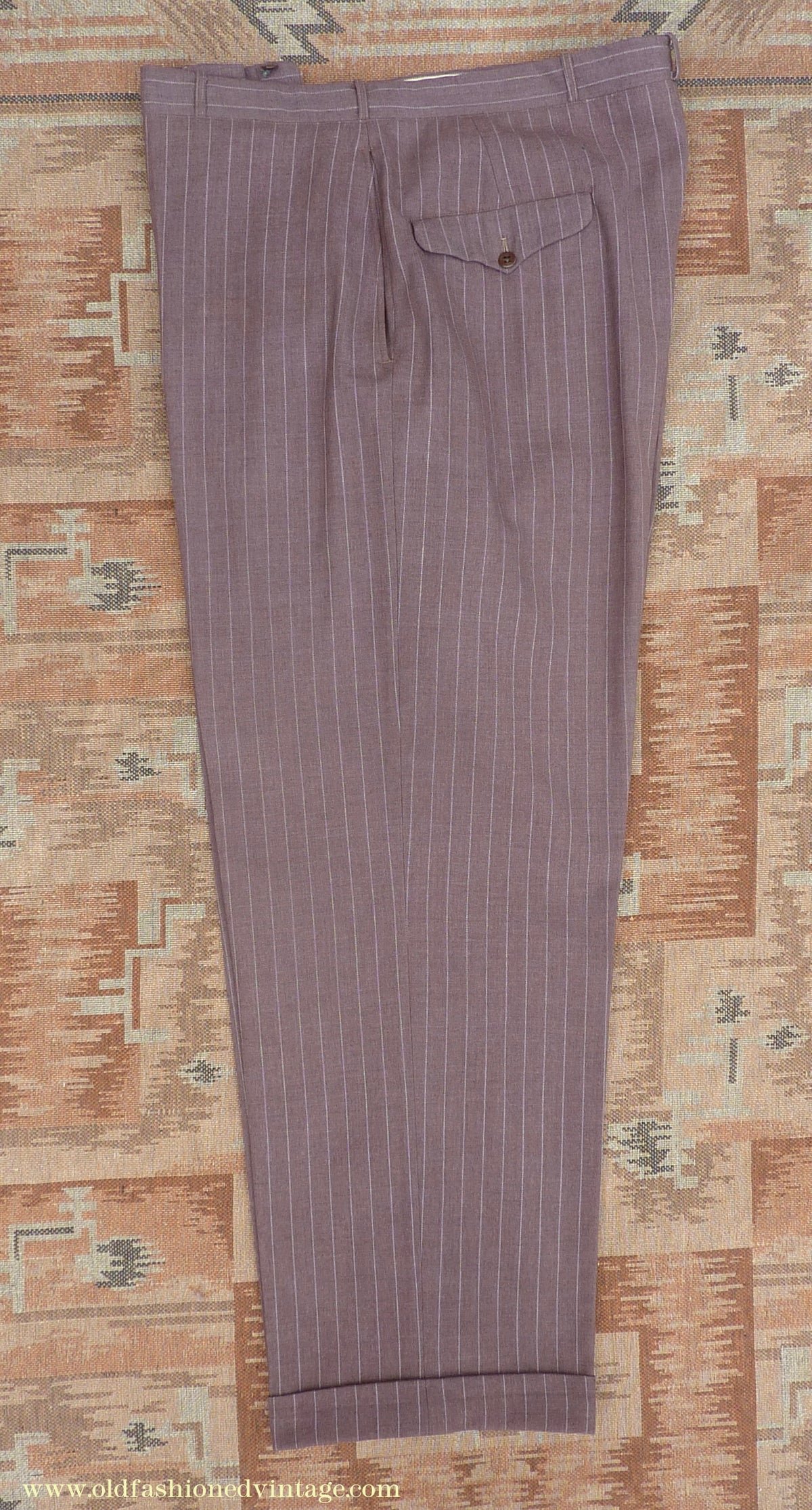 Vintage Mens 1940s American Double Breasted Suit Brown Pinstripe XL XXL 46" / 48"
