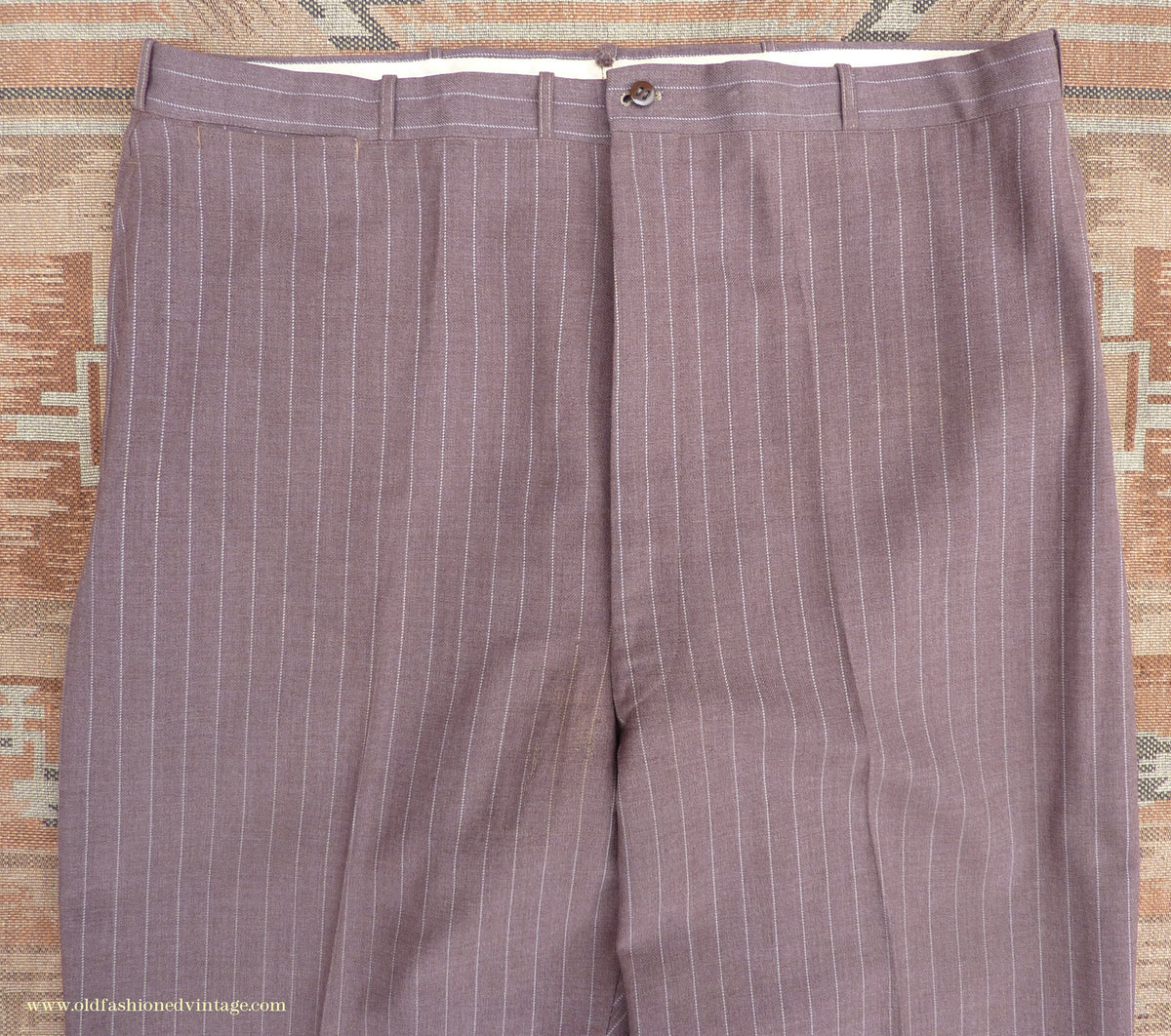 Vintage Mens 1940s American Double Breasted Suit Brown Pinstripe XL XXL 46" / 48"