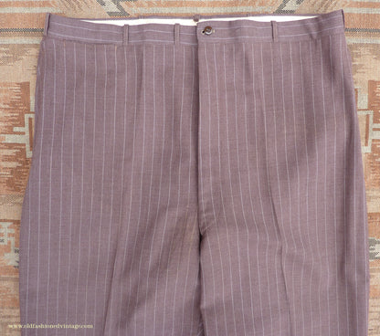 Vintage Mens 1940s American Double Breasted Suit Brown Pinstripe XL XXL 46" / 48"