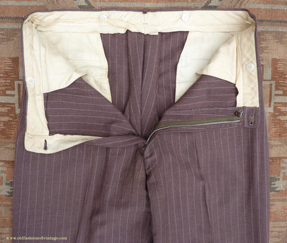 Vintage Mens 1940s American Double Breasted Suit Brown Pinstripe XL XXL 46" / 48"