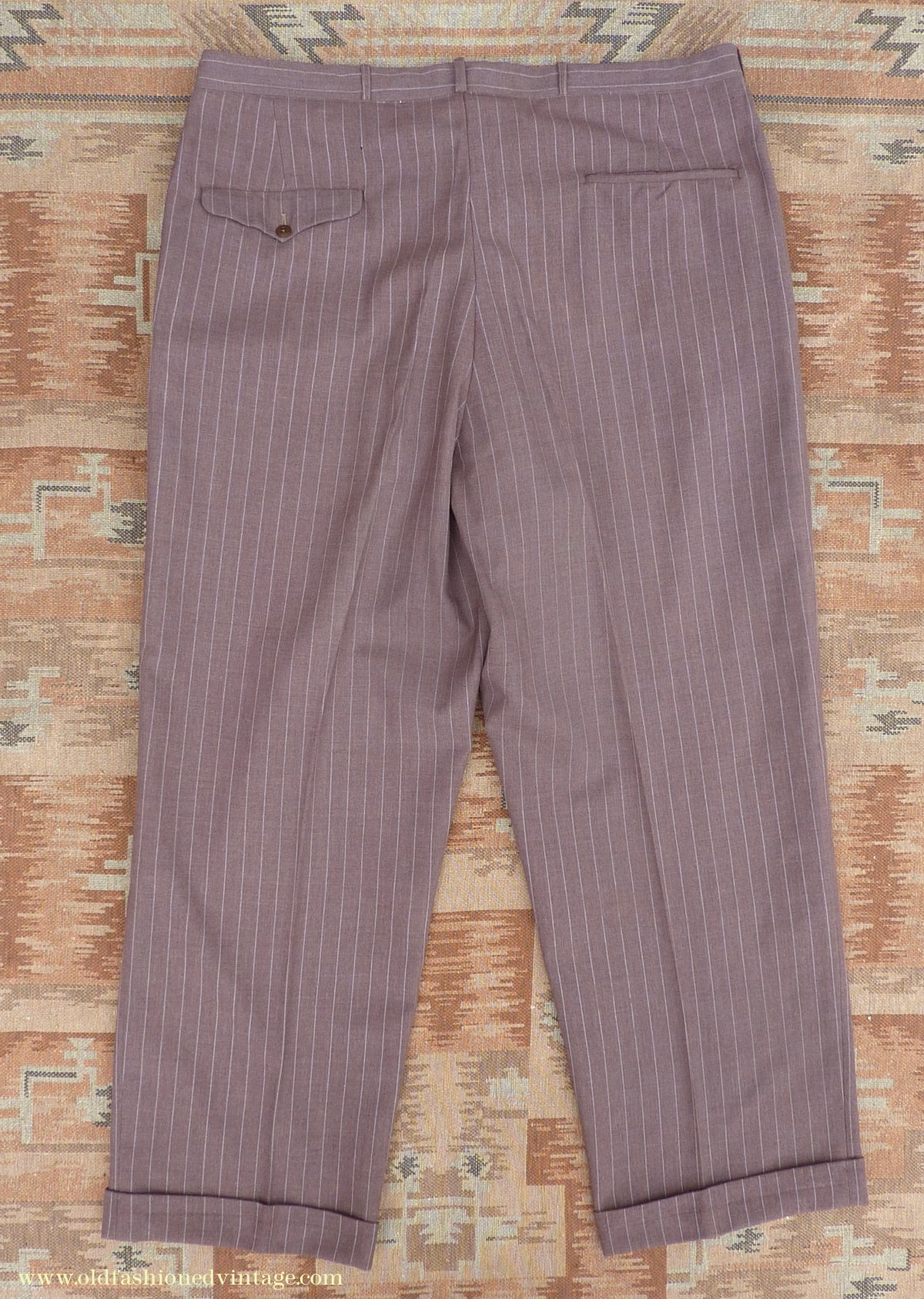 Vintage Mens 1940s American Double Breasted Suit Brown Pinstripe XL XXL 46" / 48"