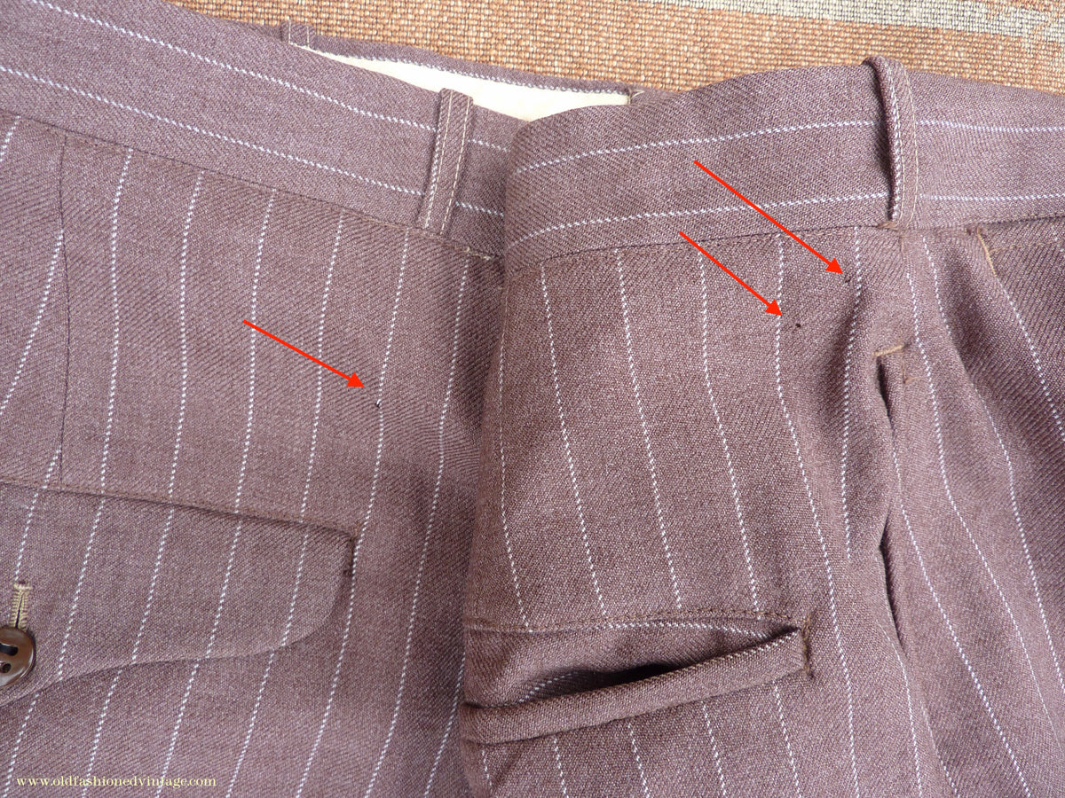 Vintage Mens 1940s American Double Breasted Suit Brown Pinstripe XL XXL 46" / 48"