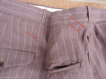 Vintage Mens 1940s American Double Breasted Suit Brown Pinstripe XL XXL 46" / 48"