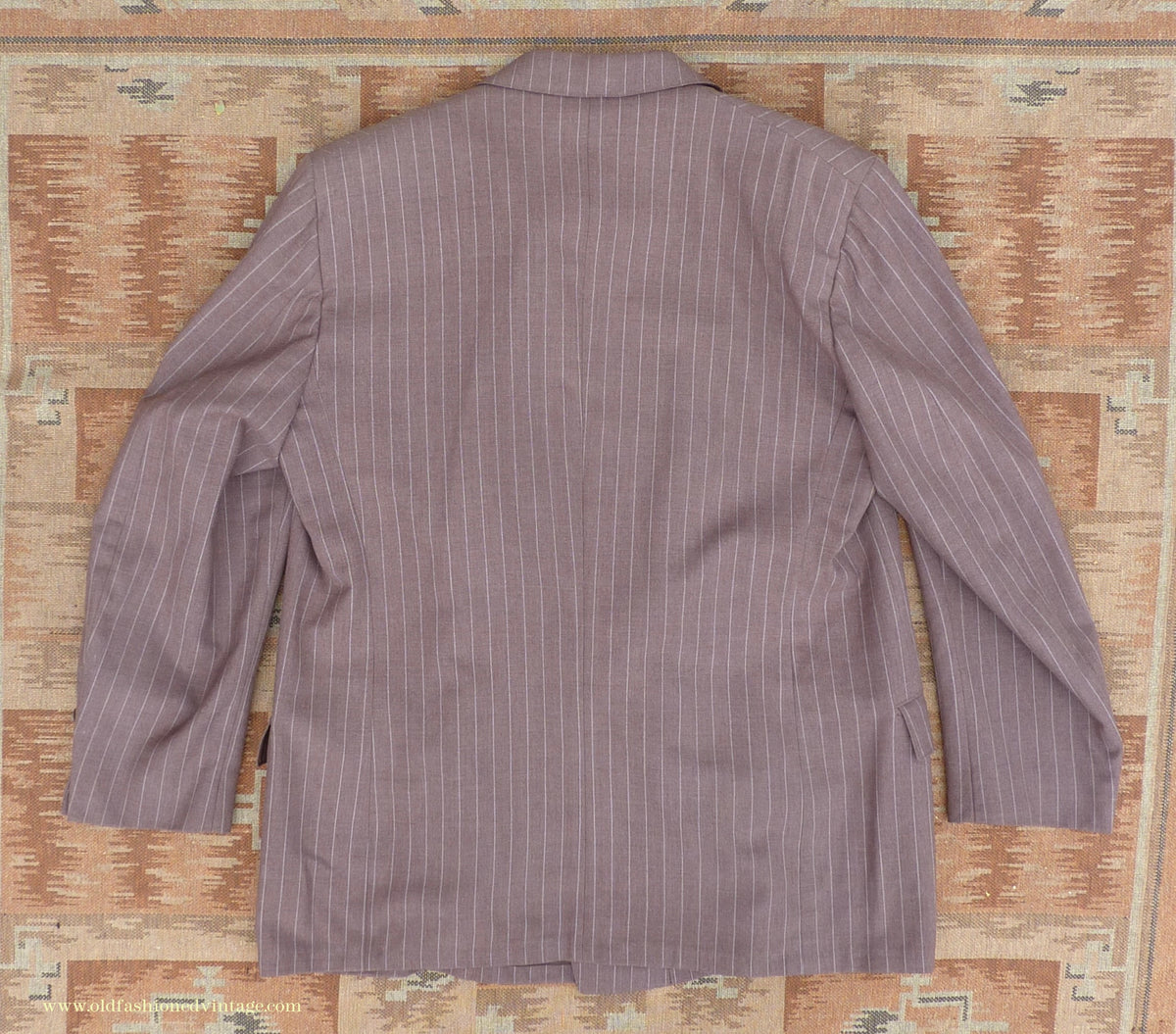 Vintage Mens 1940s American Double Breasted Suit Brown Pinstripe XL XXL 46" / 48"