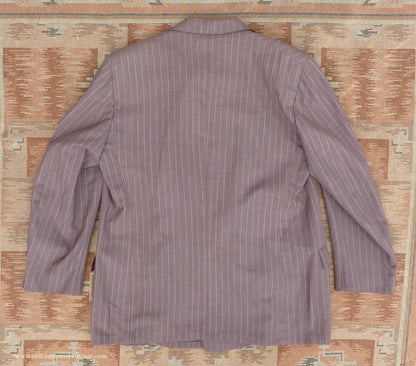 Vintage Mens 1940s American Double Breasted Suit Brown Pinstripe XL XXL 46" / 48"