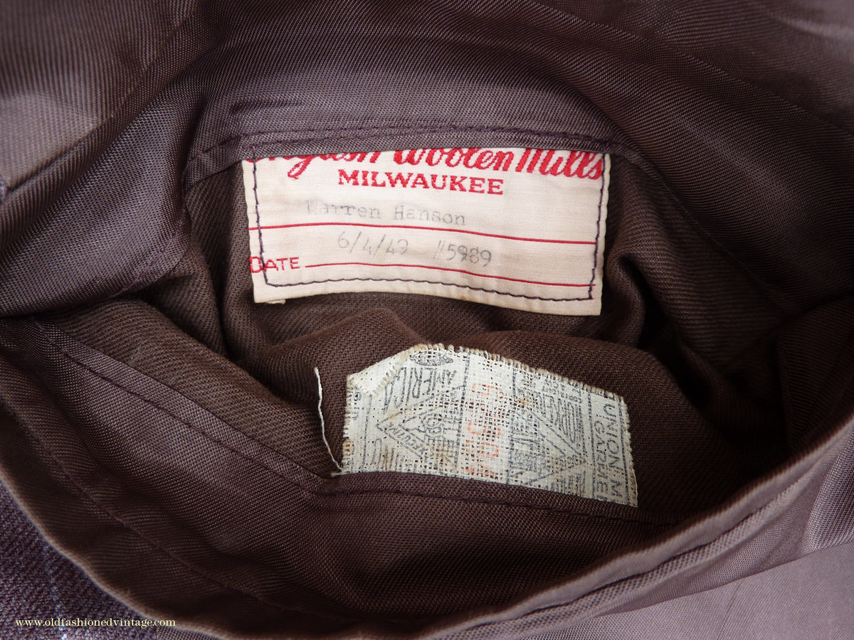 Vintage Mens 1940s American Double Breasted Suit Brown Pinstripe XL XXL 46" / 48"