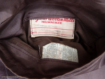Vintage Mens 1940s American Double Breasted Suit Brown Pinstripe XL XXL 46" / 48"