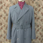 Vintage Mens 1940s 1950s Burton Trenchcoat Grey Gabardine Double Breasted Raincoat Mac