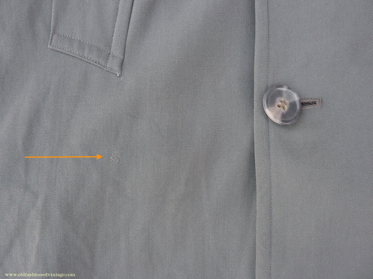 Vintage Mens 1940s 1950s Burton Trenchcoat Grey Gabardine Double Breasted Raincoat Mac