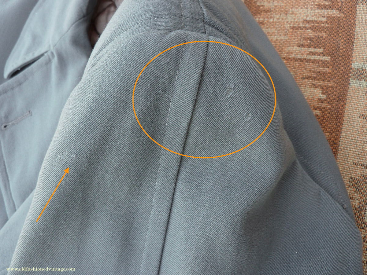 Vintage Mens 1940s 1950s Burton Trenchcoat Grey Gabardine Double Breasted Raincoat Mac