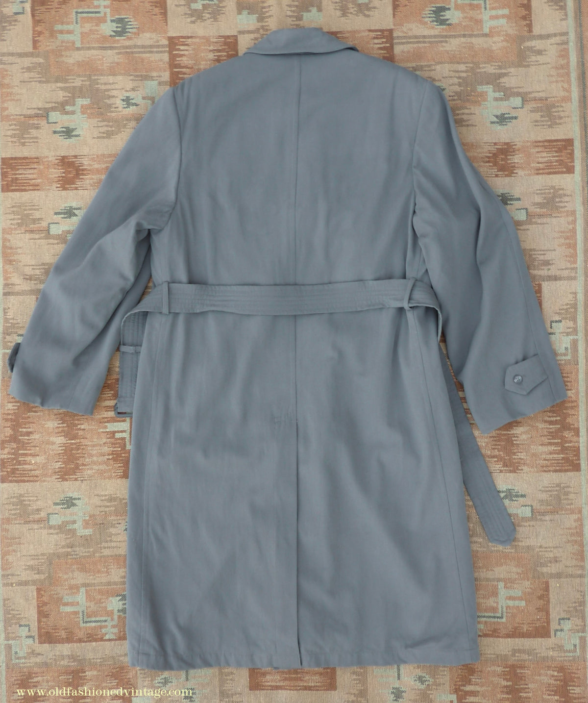 Vintage Mens 1940s 1950s Burton Trenchcoat Grey Gabardine Double Breasted Raincoat Mac