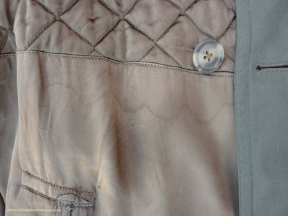 Vintage Mens 1940s 1950s Burton Trenchcoat Grey Gabardine Double Breasted Raincoat Mac