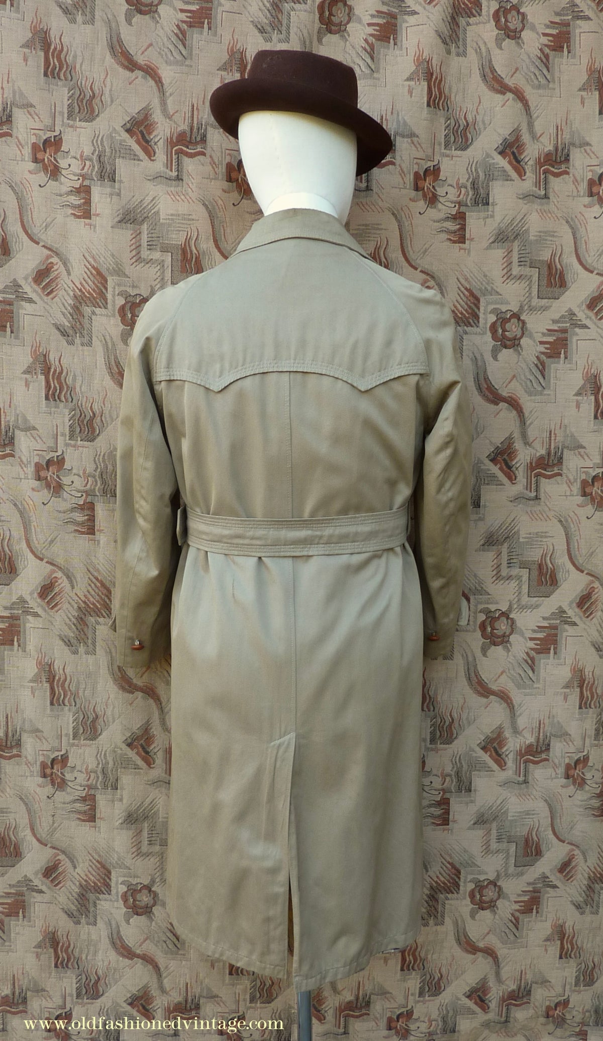 Vintage Youths / Mens 1940s Trench Coat Double Breasted Khaki Tan Raincoat Mac XS