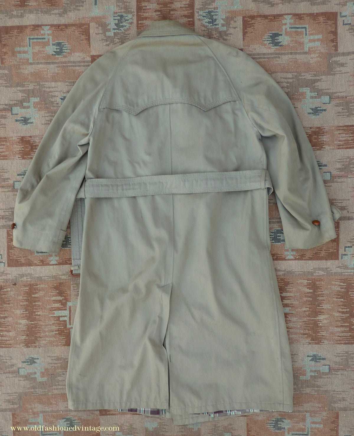 Vintage Youths / Mens 1940s Trench Coat Double Breasted Khaki Tan Raincoat Mac XS