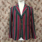 Vintage Mens Youths 1930s Striped Boating Blazer College Varsity Sports Jacket Green Burgundy Wool 36"