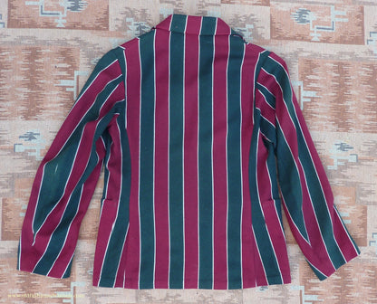 Vintage Mens Youths 1930s Striped Boating Blazer College Varsity Sports Jacket Green Burgundy Wool 36"