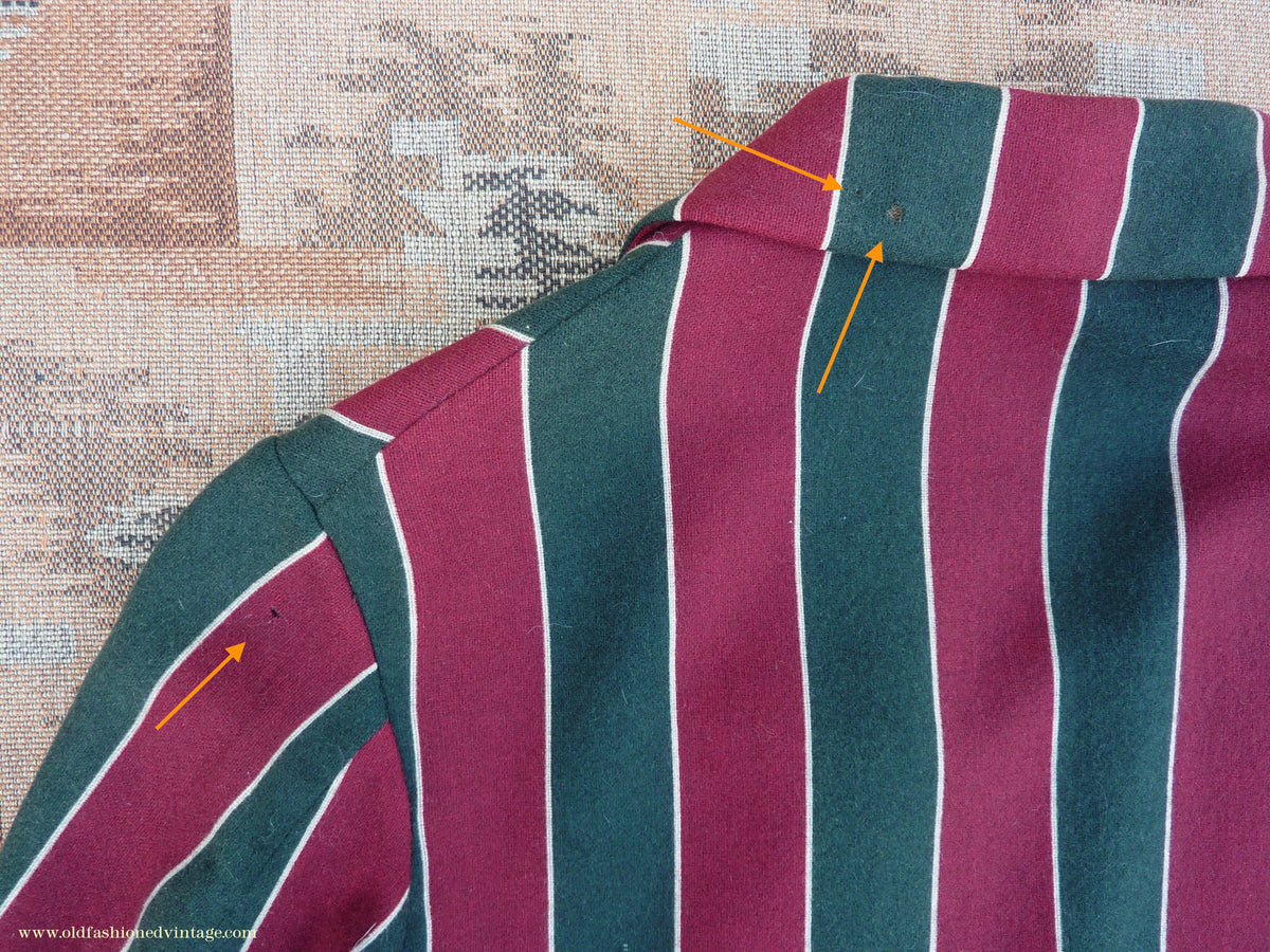 Vintage Mens Youths 1930s Striped Boating Blazer College Varsity Sports Jacket Green Burgundy Wool 36"