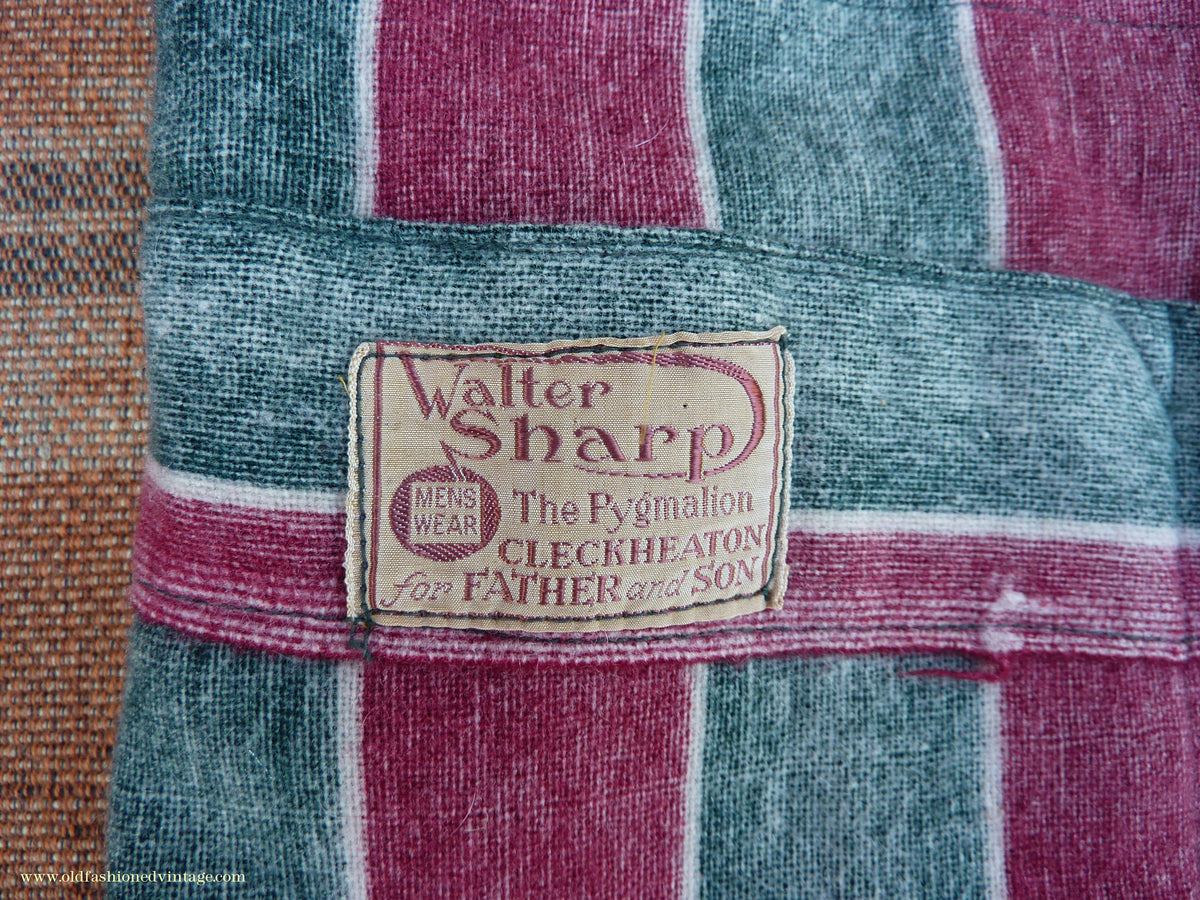 Vintage Mens Youths 1930s Striped Boating Blazer College Varsity Sports Jacket Green Burgundy Wool 36"