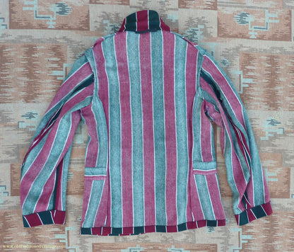 Vintage Mens Youths 1930s Striped Boating Blazer College Varsity Sports Jacket Green Burgundy Wool 36"