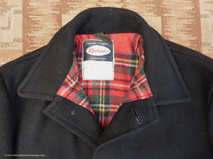 Vintage Mens 1950s 1960s Donkey Jacket Work Coat Black Wool Workwear L / XL