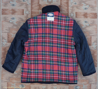 Vintage Mens 1950s 1960s Donkey Jacket Work Coat Black Wool Workwear L / XL