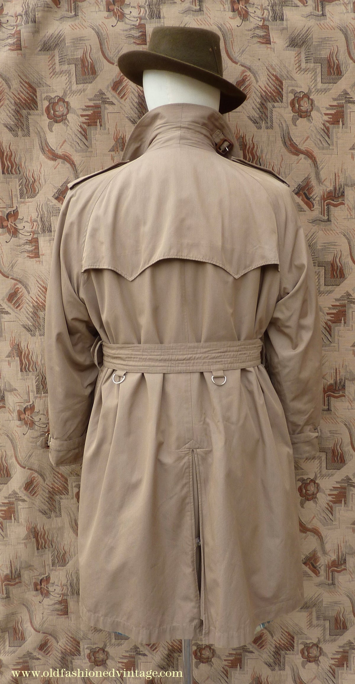 Vintage Mens 1940s 1950s Moss Bros Trench Coat Khaki Double Breasted Raincoat Mac L