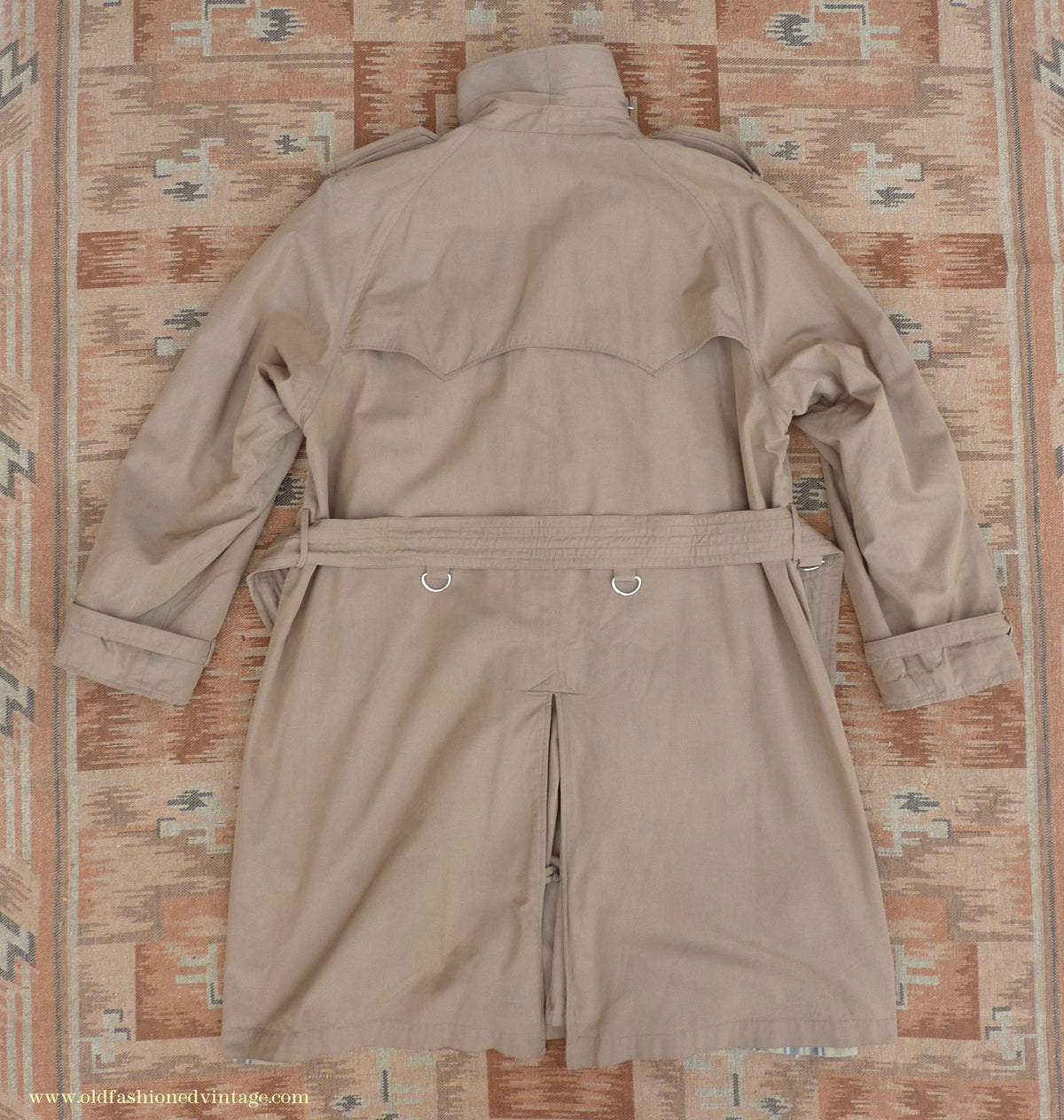 Vintage Mens 1940s 1950s Moss Bros Trench Coat Khaki Double Breasted Raincoat Mac L