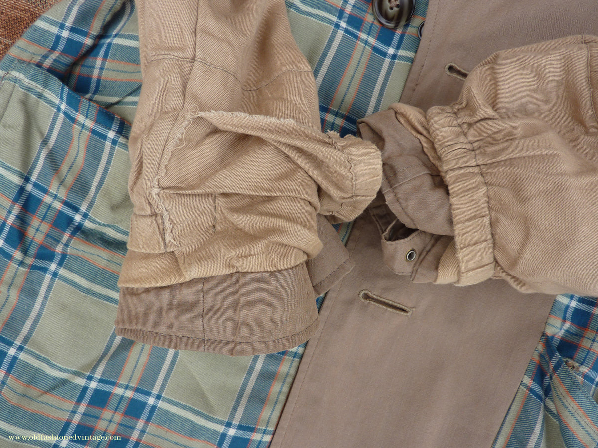 Vintage Mens 1940s 1950s Moss Bros Trench Coat Khaki Double Breasted Raincoat Mac L