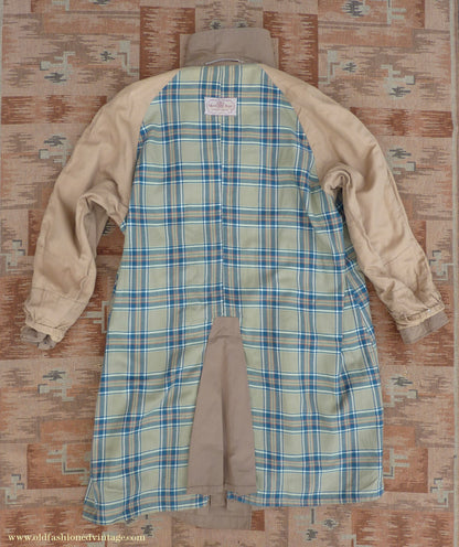 Vintage Mens 1940s 1950s Moss Bros Trench Coat Khaki Double Breasted Raincoat Mac L