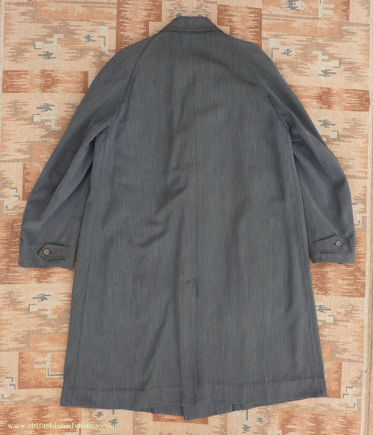 Vintage Mens 1930s 1940s Burberrys Single Breasted Raglan Raincoat Mac Coat Grey Salt & Pepper M 40"