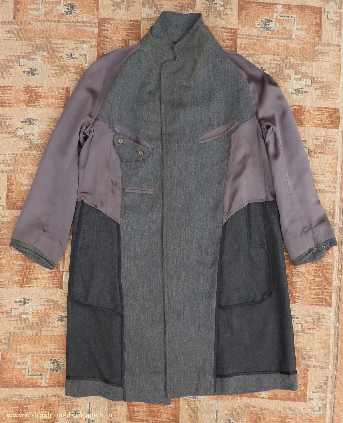 Vintage Mens 1930s 1940s Burberrys Single Breasted Raglan Raincoat Mac Coat Grey Salt & Pepper M 40"