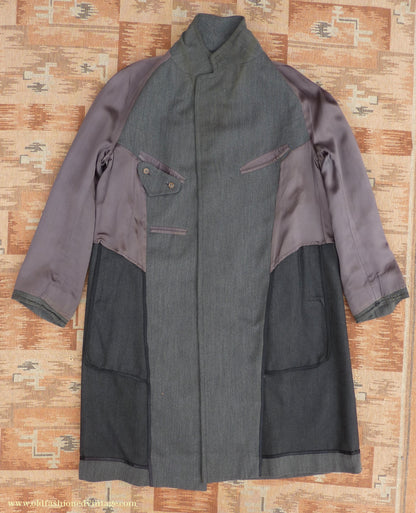 Vintage Mens 1930s 1940s Burberrys Single Breasted Raglan Raincoat Mac Coat Grey Salt & Pepper M 40"