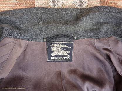 Vintage Mens 1930s 1940s Burberrys Single Breasted Raglan Raincoat Mac Coat Grey Salt & Pepper M 40"