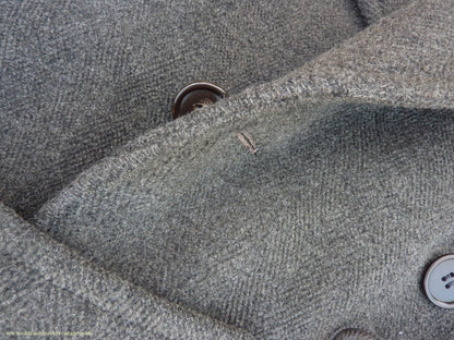 Vintage Mens 1940s Double Breasted Overcoat Coat Dark Grey Wool DB Belted 38"