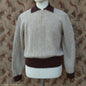 Old Fashioned Garments Vintage Reproduction 1940s Mens Zip Neck Jumper Two Tone Oatmeal & Brown Polo Collar Sweater Lumberjacket  L