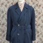 Vintage Mens 1950s Hornes Trenchcoat Navy Blue Gabardine Double Breasted Raincoat Mac 42"