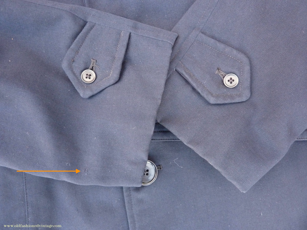 Vintage Mens 1950s Hornes Trenchcoat Navy Blue Gabardine Double Breasted Raincoat Mac 42"