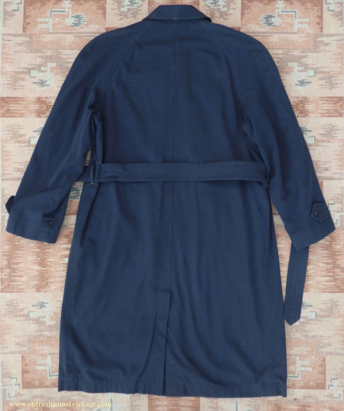 Vintage Mens 1950s Hornes Trenchcoat Navy Blue Gabardine Double Breasted Raincoat Mac 42"