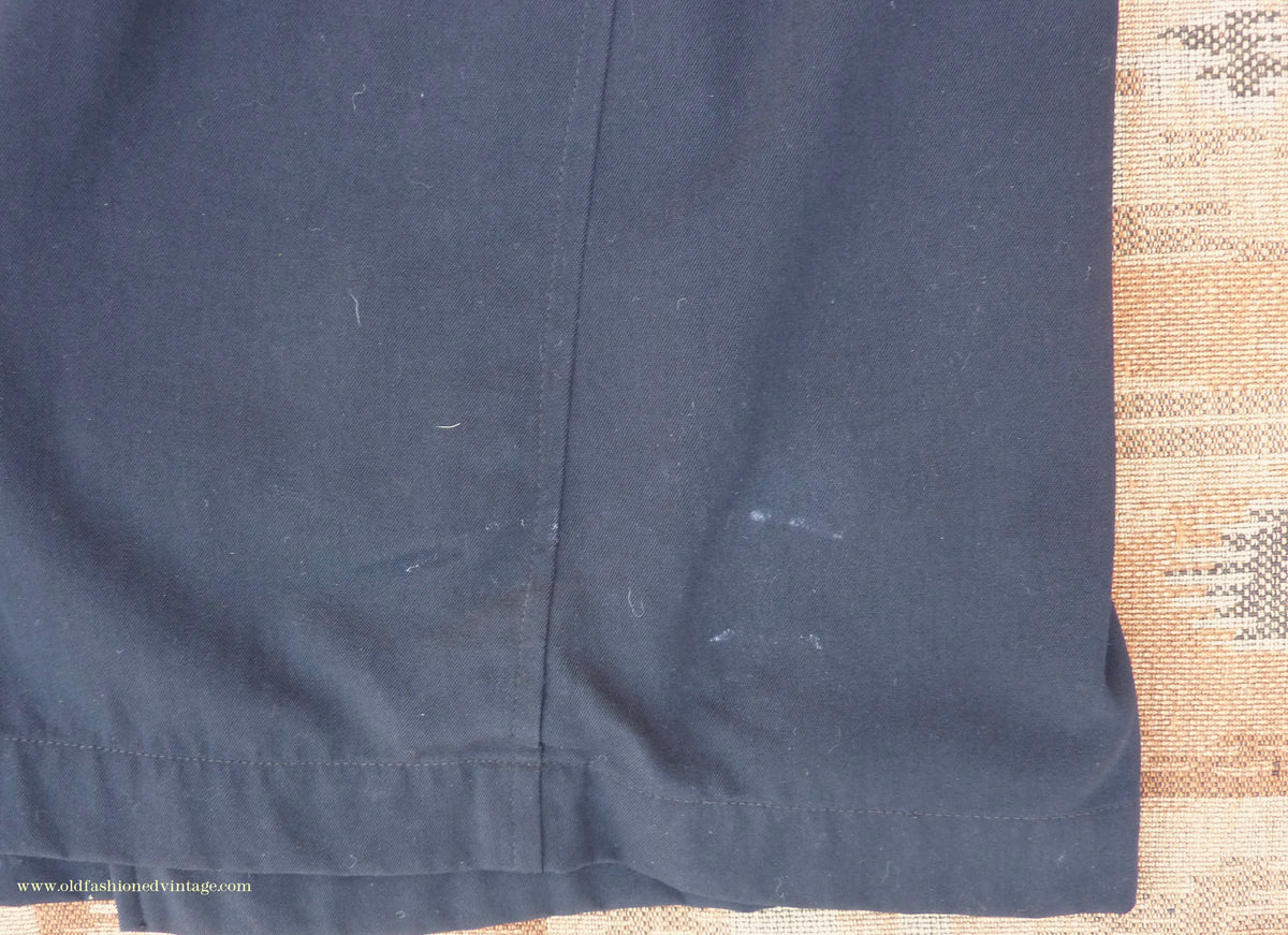 Vintage Mens 1950s Hornes Trenchcoat Navy Blue Gabardine Double Breasted Raincoat Mac 42"