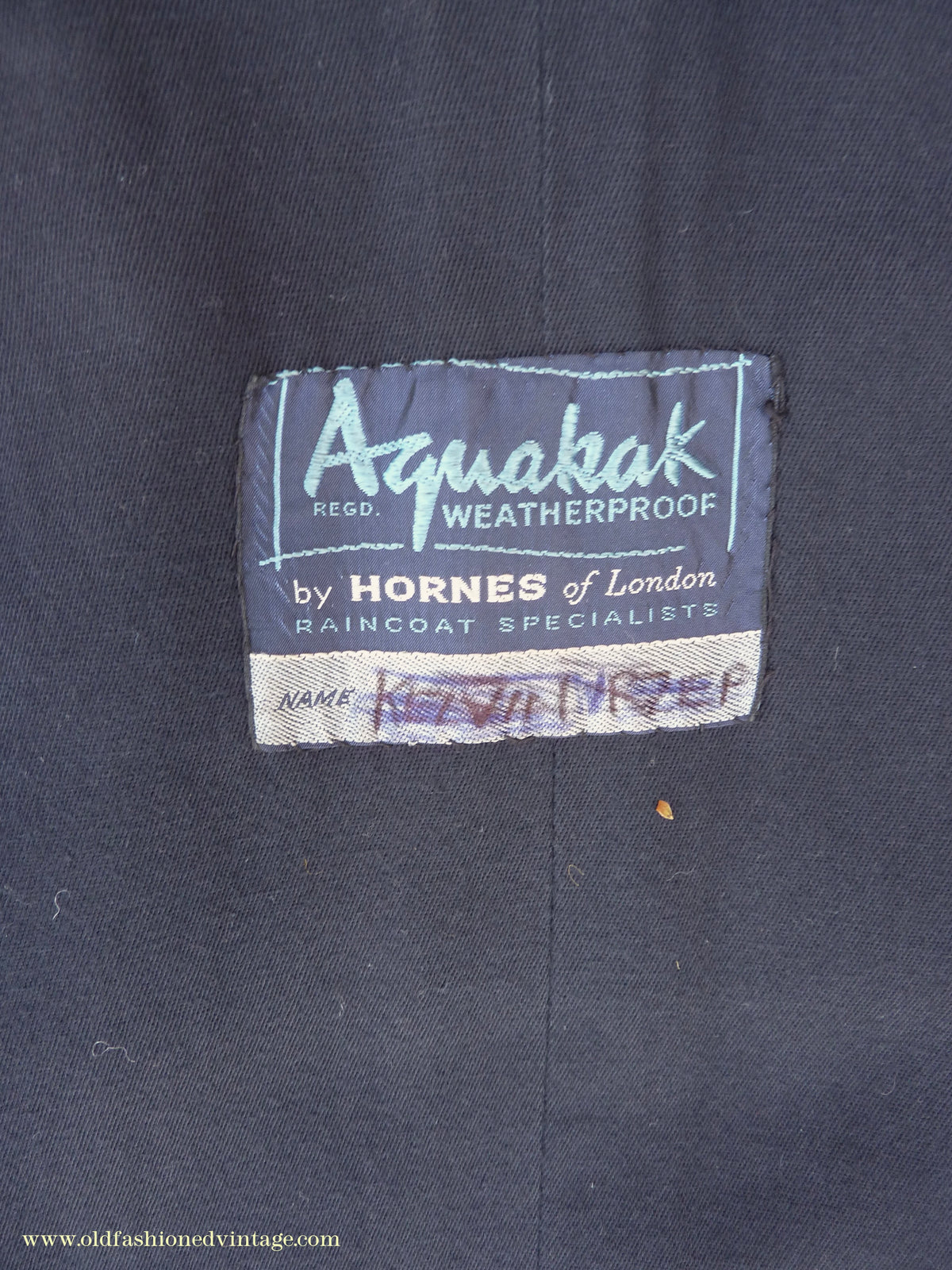 Vintage Mens 1950s Hornes Trenchcoat Navy Blue Gabardine Double Breasted Raincoat Mac 42"