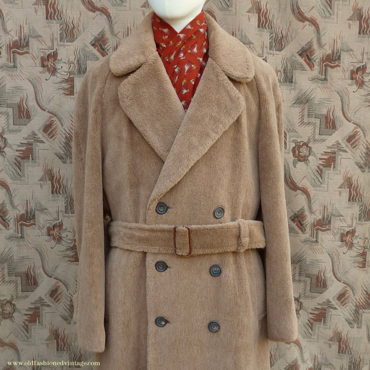 Vintage Mens 1980s 1940s Style Daks Simpson Piccadilly Teddy Bear Coat Golden Brown Faux Fur L