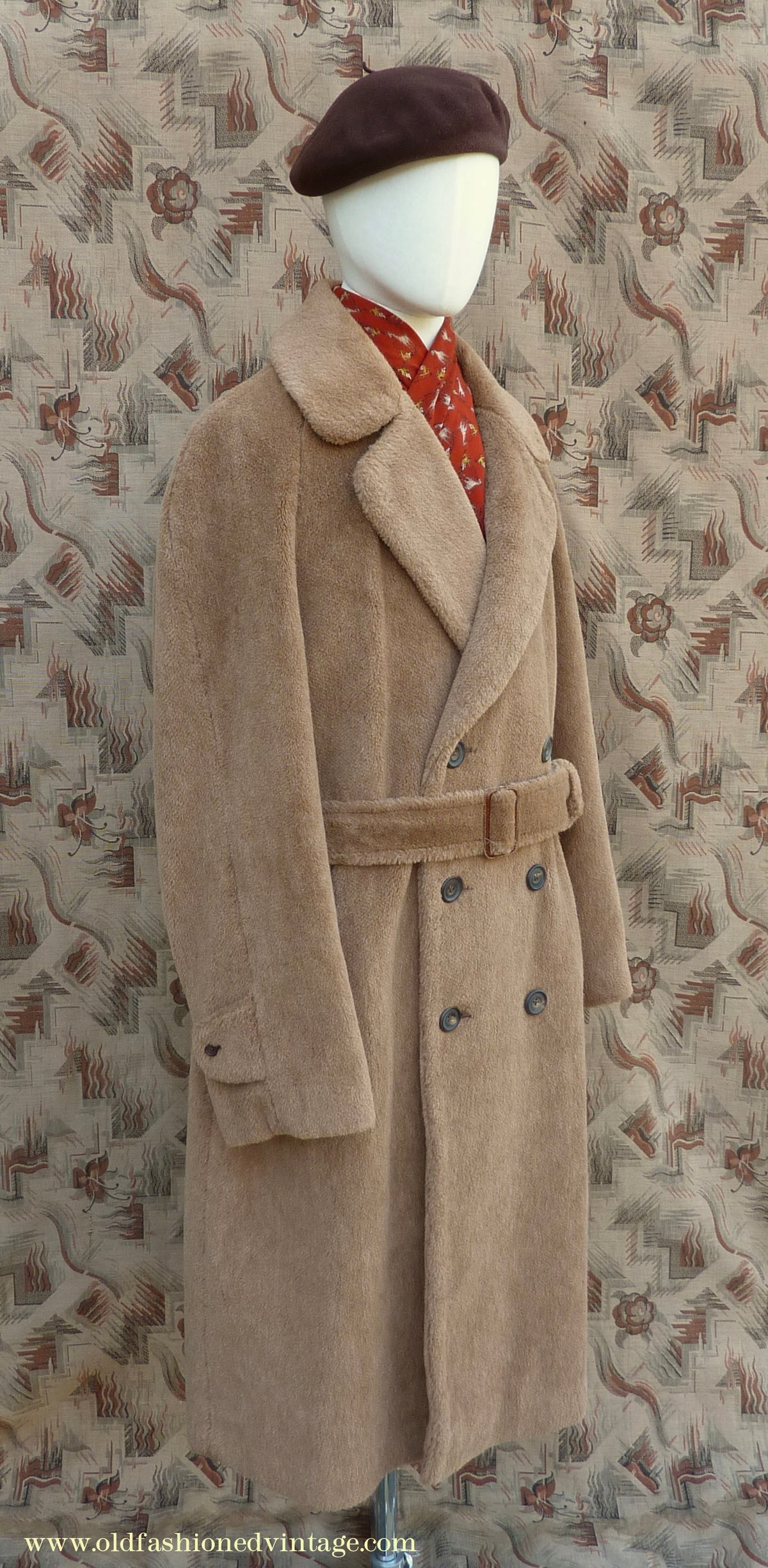 Vintage Mens 1980s 1940s Style Daks Simpson Piccadilly Teddy Bear Coat Golden Brown Faux Fur L