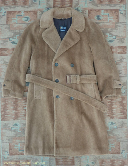 Vintage Mens 1980s 1940s Style Daks Simpson Piccadilly Teddy Bear Coat Golden Brown Faux Fur L