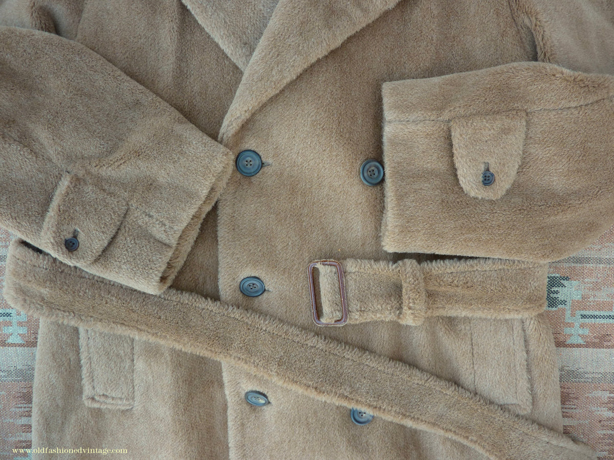 Vintage Mens 1980s 1940s Style Daks Simpson Piccadilly Teddy Bear Coat Golden Brown Faux Fur L