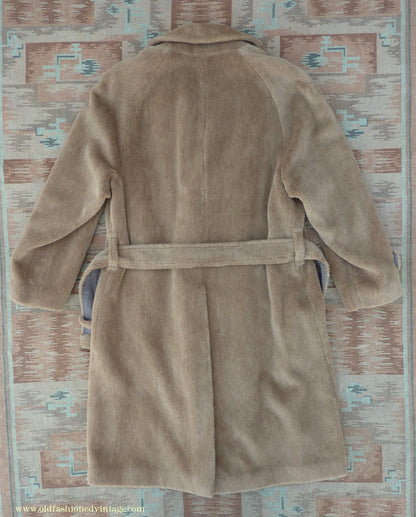 Vintage Mens 1980s 1940s Style Daks Simpson Piccadilly Teddy Bear Coat Golden Brown Faux Fur L