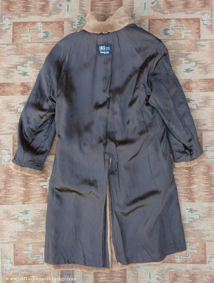 Vintage Mens 1980s 1940s Style Daks Simpson Piccadilly Teddy Bear Coat Golden Brown Faux Fur L