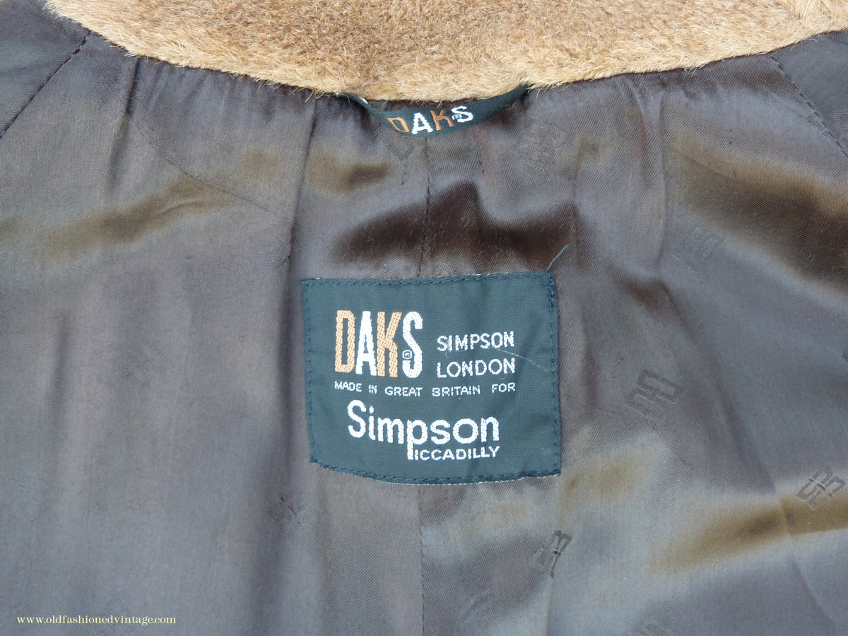 Vintage Mens 1980s 1940s Style Daks Simpson Piccadilly Teddy Bear Coat Golden Brown Faux Fur L