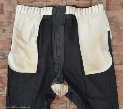 Vintage Mens 1950s Trousers Charcoal Grey Herringbone Striped Wool Pants 40" L